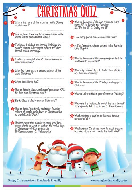 Christmas Trivia With Answers Printable How Well Do You Know Your