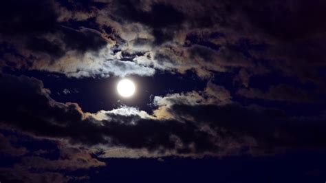Full Moon Starry Night With Some Clouds Stock Footage Videohive