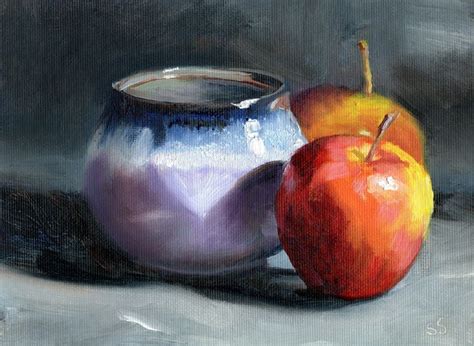 Apples And Bowl 21 Cm X 14 Cm Oil On Canvas Oil Painting Techniques