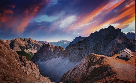 Nature Landscape Mountain Clouds Sunset Cottage Summer Austria