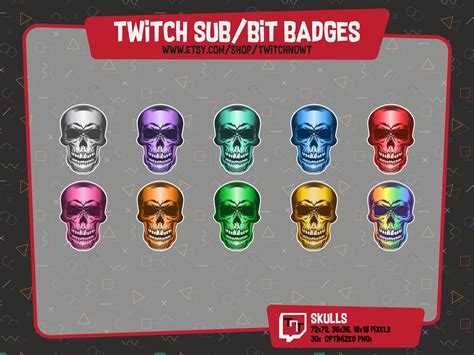 10 Skulls Twitch Badges Horror Twitch Stream Dark Themed Etsy