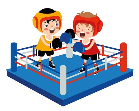 Ilustración De Dibujos Animados De Un Niño De Boxeo Vector Premium