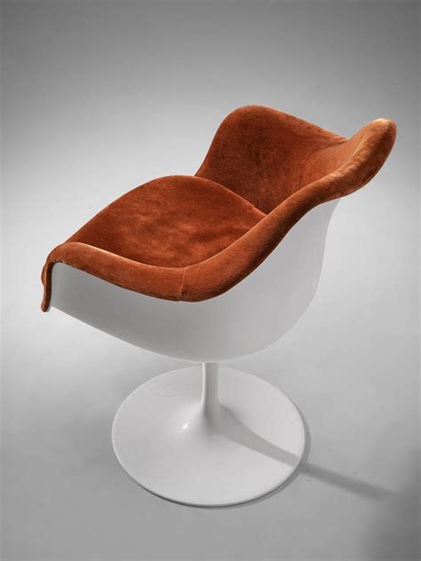 Eero saarinen dining chairs set of six knoll associates usa, 2014 oak, upholstery measures: Eero Saarinen Set of Six 'Tulip' Dining Chairs in ...