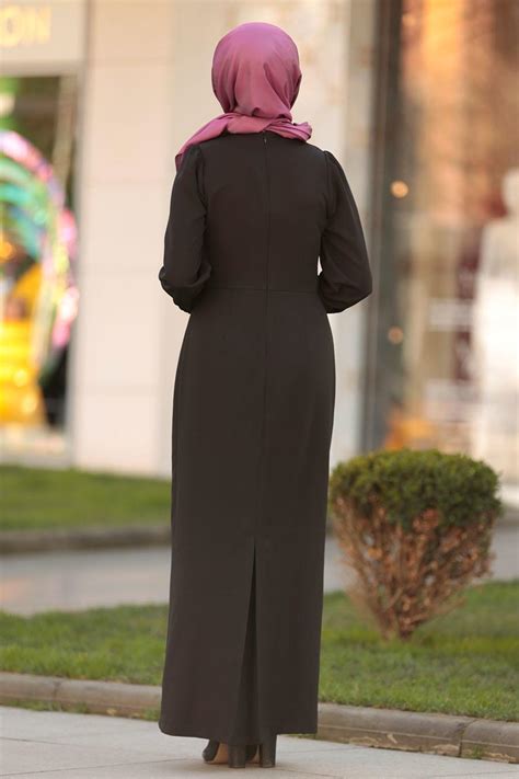 Nayla Collection Düğme Detaylı Siyah Tesettür Elbise S Tesetturisland com