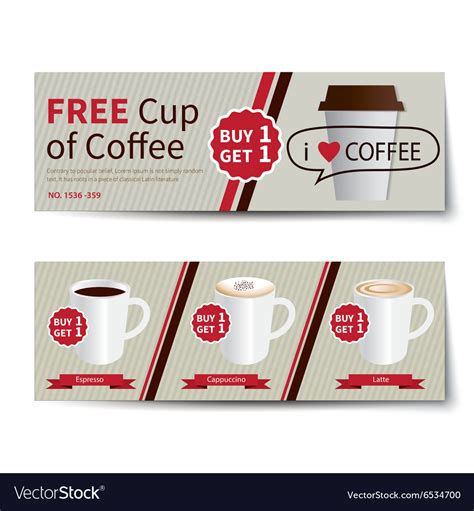 Coffee Coupon Discount Template Flat Design Vector Image