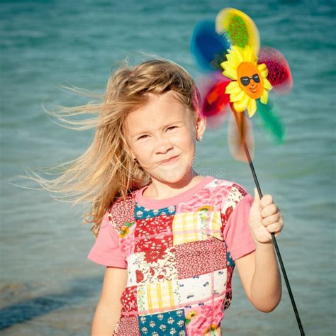 Adorable Happy Smiling Girl On Beach Vacation Stock Image Image Of