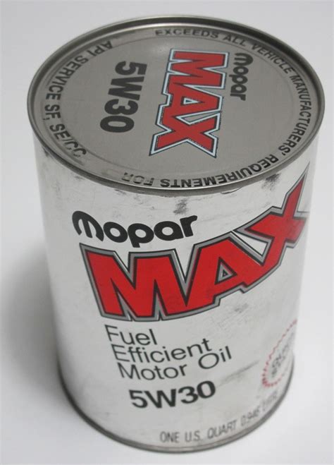 Vintage Quart Of Mopar Max 5w30 Motor Oil Vintage Moparts