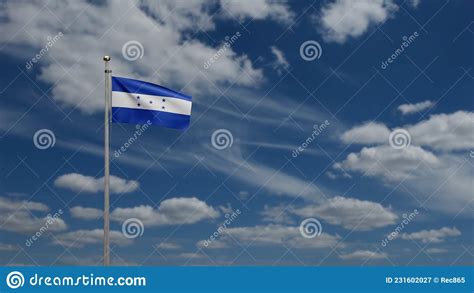 D Honduran Flag Waving On Wind Close Up Of Honduras Banner Blowing
