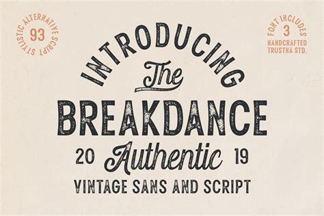 Breakdance Vintage Font Duo Vintage Fonts Break Dance Fonts