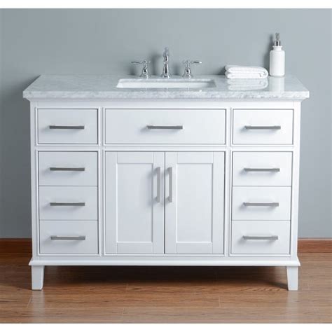 Master bathroom vanity with makeup area. Shop Stufurhome Leigh 48 in. White Single Sink Bathroom Vanity - Overstock - 16798884