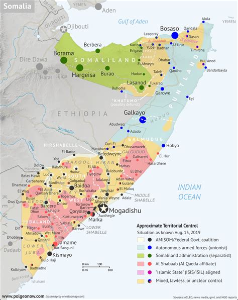 Somalia Control Map And Timeline August 2019 Political Geography Now