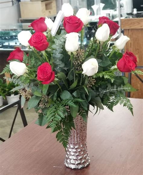 Two Dozen Roses Red And White In College Station Tx University