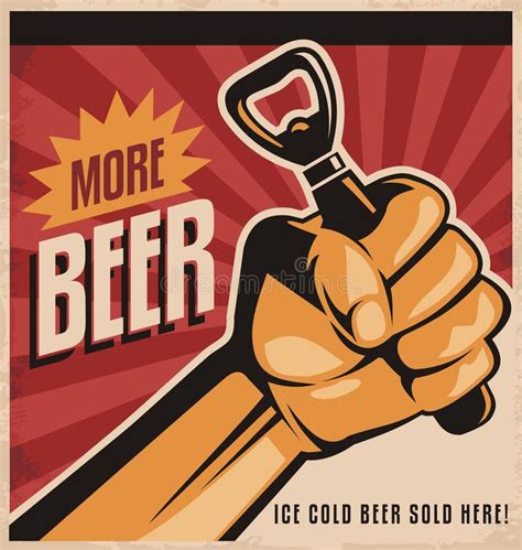A Beer Poster With A Hand Holding A Bottle Opener