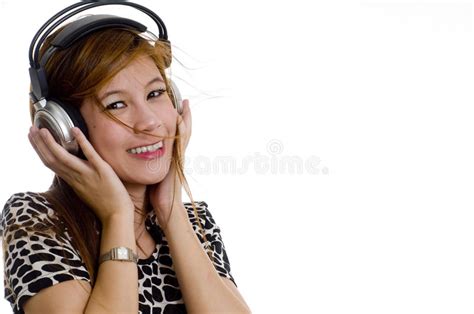 Beautiful Asian Girl Listening To Music Stock Image Image Of