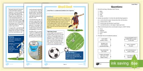 Lks2 Lionel Messi Differentiated Reading Comprehension