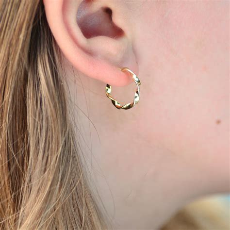 Gold Twisted Hoop Stud Earrings By Penelopetom
