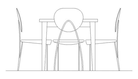 Drawing Of The Table With 3 Chairs Dwg File Which Includes A Front View