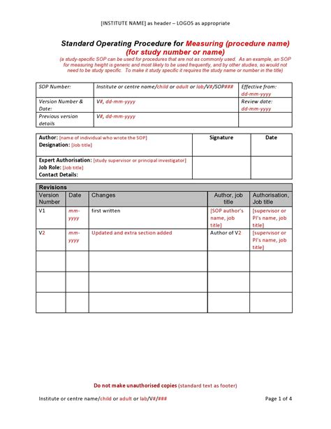 Operating Procedure Template