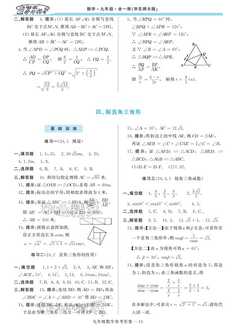 2023年新课程学习指导九年级数学全一册华师大版答案——青夏教育精英家教网——