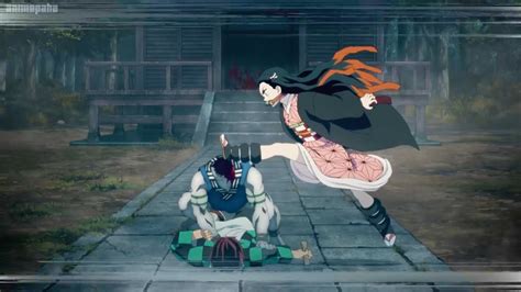 鬼滅の刃 Nezuko Kicks Temple Demon Devils Head With Punches And Kicks