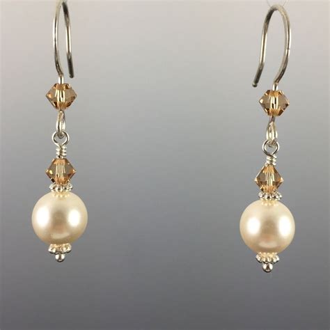 Cream Swarovski Crystal Pearls Swarovski Crystal Simple Drop Earrings