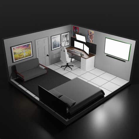 Gaming Room 3d Designer Design Of 🎮 Gaming Room Made In Blender 3d 🎨