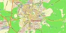 Darmstadt Germany PDF Vector Map: City Plan Low Detailed (for small ...