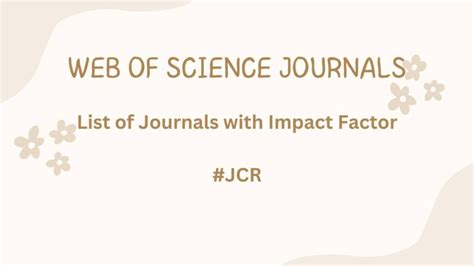 Impact Factor Archives Web Of Science Journals
