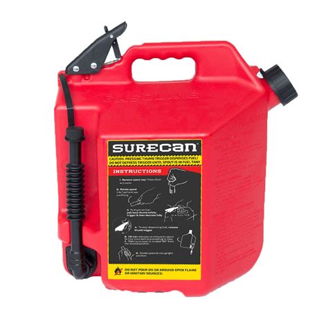 Surecan 5 Gallon Red Plastic Gasoline Fuel Can 864209000212 Ebay