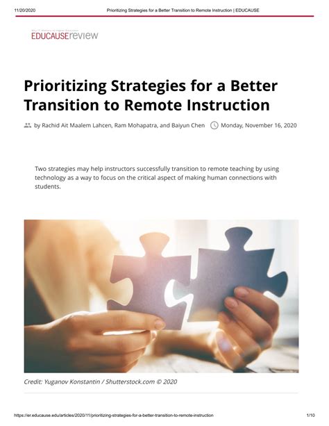 Pdf Prioritizing Strategies For A Better Transition To Remote Instruction