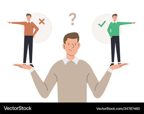 Ethical Dilemma With Man Choosing Royalty Free Vector Image