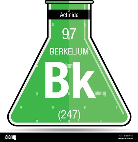 Símbolo De Berkelium En Matraz Químico Elemento Número 97 De La Tabla