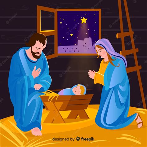 Free Vector Flat Christmas Nativity Scene