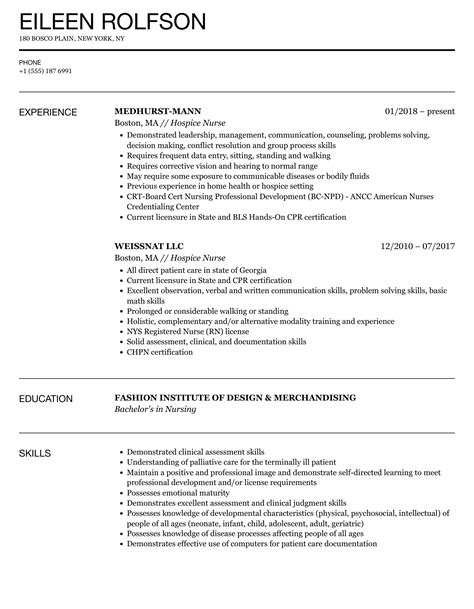 Hospice Nurse Resume Samples Velvet Jobs