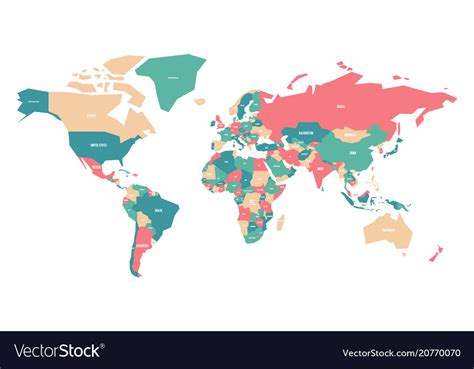 Colorful Map World Simplified Map Royalty Free Vector Image