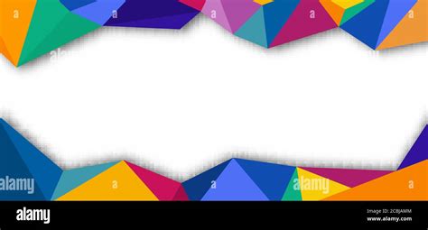 Abstract Banner Template Design Colorful Low Poly Art Style On White