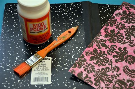 A Couple Of Craft Addicts Mod Podge Covered Composition Notebook