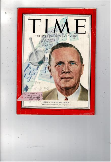 Aug 18 1952 Time Magazine Merck And Co George Merck Medicine Vol Lx No 7
