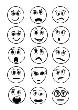 156 emoticons smilies cliparts bilder grafiken kostenlos. Malbilder Emojis, Smileys und Gesichter ausdrucken