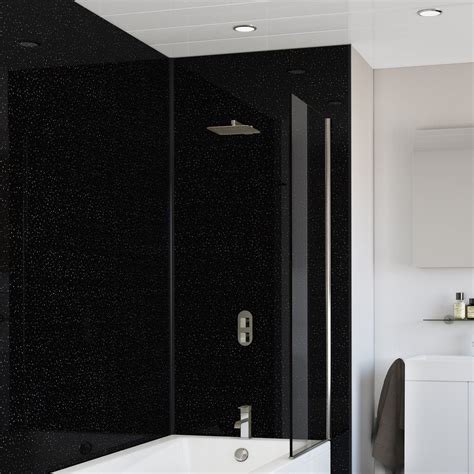 1000mm Wide X 2400mm High X 10mm Depth Pvc Shower Panel Black Crystal