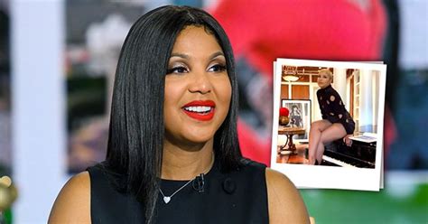 toni braxton puts thighs on full display in tiny shorts and holed sweater sitting on piano