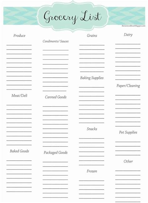 Of The Best Free Grocery List Templates And Budget Meal Pl