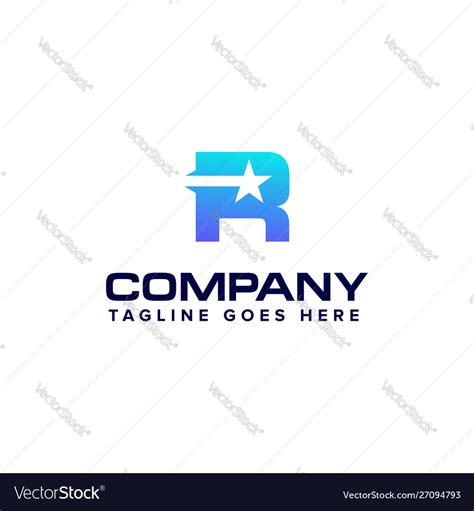 Letter R With Star Logo Design Concept Template Vector Image
