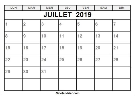 2019 Calendrier Juillet Pdf Gratuites Calendrier 2019 Pinterest