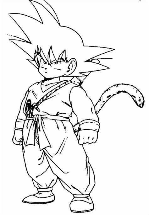 Imagen De Goku Niño Con Cola Para Iluminar Y Dibujar Dibujos De