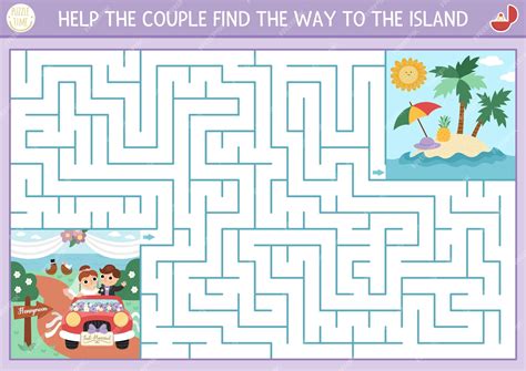 Premium Vector | Wedding maze for kids with bride and groom going to