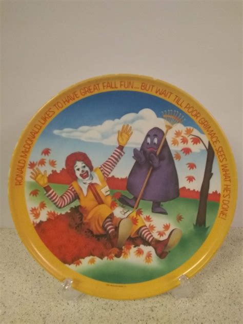 1977 Mcdonalds Plate Ronald And Grimace Autumn In 2020 70s Decor