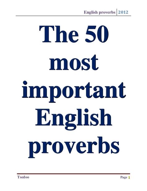 The 50 Most Important English Proverbs
