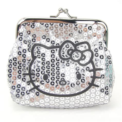 Coin Purse Hello Kitty Silver Sequin Dazzeled New 675193