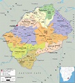 Detailed Political Map of Lesotho - Ezilon Maps
